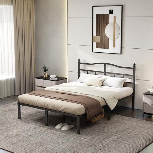 Full Size Bed Frame 14 Inch Bed Frame Full with Headboard, view 2