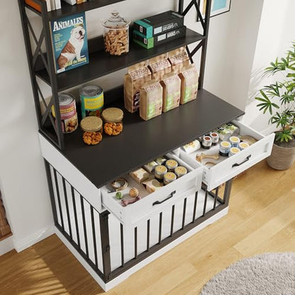 42”×65.4”Dog Crate Furniture, Pet Cage with Storage Drawers & Shelves, view 6