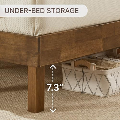 Wood Bed Frame with Upholstered Headboard, view 7