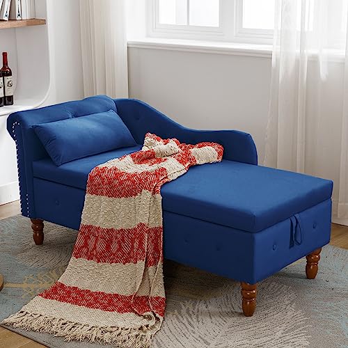 Velvet Chaise Lounge Indoor with Storage, view 2