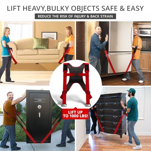 Moving Straps - 2 Pairs - Lifting Straps for 2 Movers - Move Furniture Easily and Safely - Perfect for Lifting & Moving Heavy Objects (Adjustable Length 50-118”)