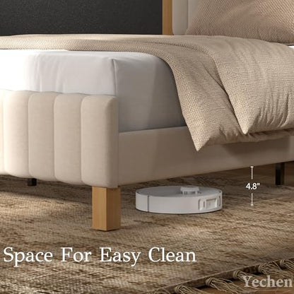 Queen Bed Frame with Headboard, Solid Wood Bed Frame Queen Size, view 5