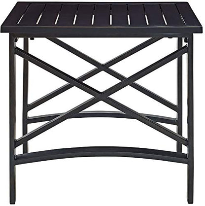 Kaplan Weather Resistant Metal Outdoor Side Table for Patio, Deck, Porch, Oiled Bronze