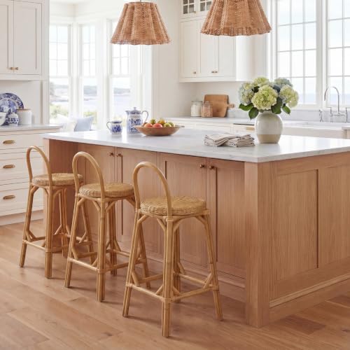 SAFAVIEH Furniture - Yulia 28-Inch Bar Stool - Natural Rattan - Woven Seat with Solid Frame - Ideal for Kitchen, Dining Room, Bar Seating (BST9908A)
