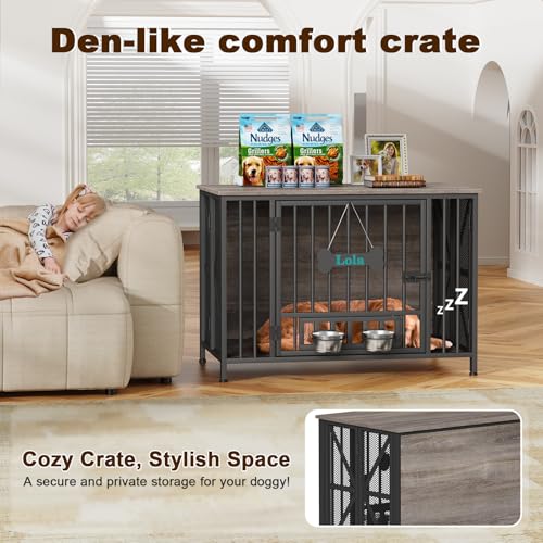 Foldable Dog Crate Furniture, 41.3" Dog Crates for Medium/Large Dogs, view 5