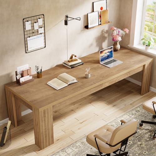 Tribesigns 78.7-Inch Extra Long Computer Desk, Two Person Desk, Double Gaming Table for 2 People, Workstaion for Home Office, Rustic Brown
