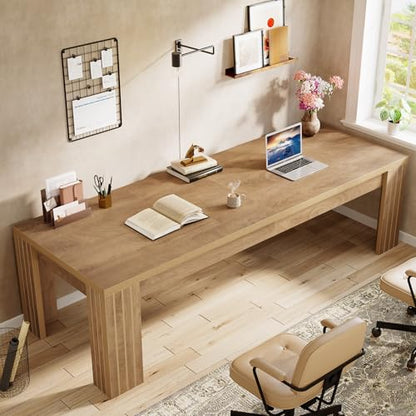 Tribesigns 78.7-Inch Extra Long Computer Desk, Two Person Desk, Double Gaming Table for 2 People, Workstaion for Home Office, Rustic Brown