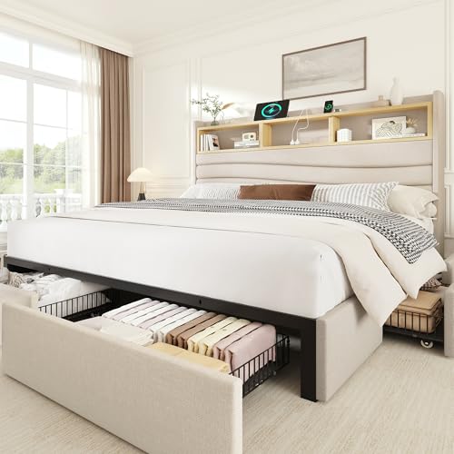 King Size Bed Frame with 6 Storage Drawers, view 2
