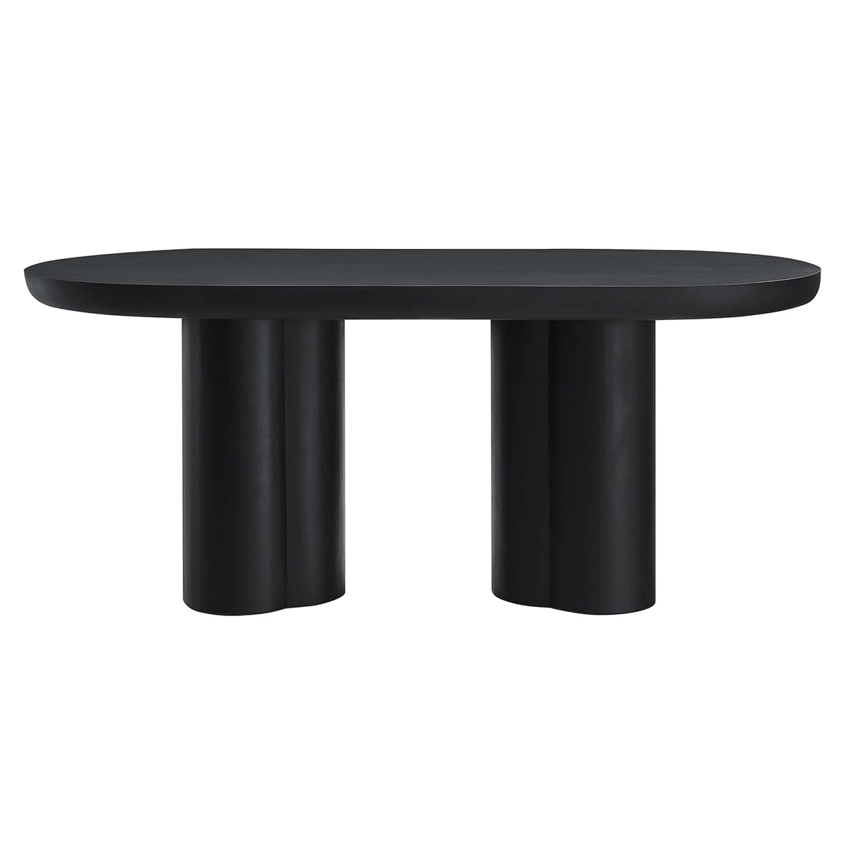 Caspian 72Inch Oval Dining Table Industrial Concrete Black Finish Modern Kitchen Room Entertaining Home Furniture Quality Stylish Elegant Durable Refined Versatile