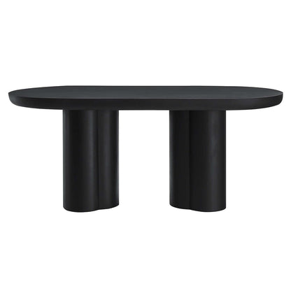 Caspian 72Inch Oval Dining Table Industrial Concrete Black Finish Modern Kitchen Room Entertaining Home Furniture Quality Stylish Elegant Durable Refined Versatile