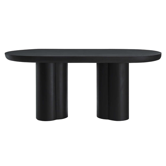 Caspian 72Inch Oval Dining Table Industrial Concrete Black Finish Modern Kitchen Room Entertaining Home Furniture Quality Stylish Elegant Durable Refined Versatile