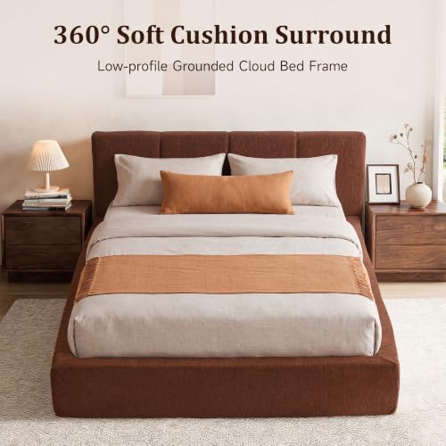 Queen Cloud Bed Frame with Cushion Headboard and 360° Foam Surround, view 4