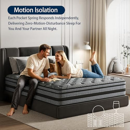 Twin Mattress,14 Inch Twin Size Mattress in a Box,Hybrid Memory Foam, view 6