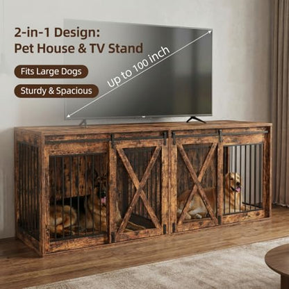 94.5in XXXL Double Dog Crate Furniture, view 6