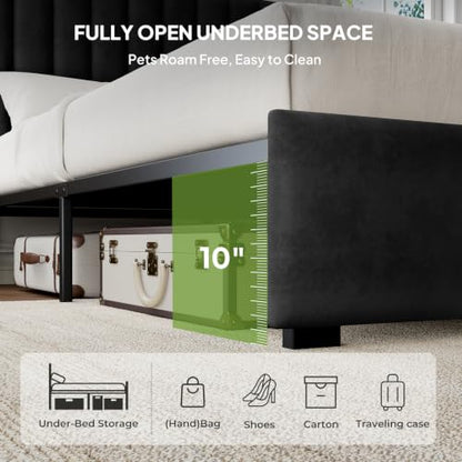 Queen Upholstered Bed Frame with Headboard, view 5