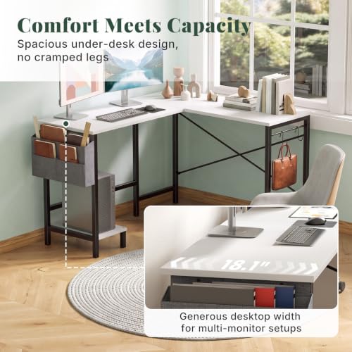 L Shaped Computer Gaming Desk with PC Stand for Home Office, view 5