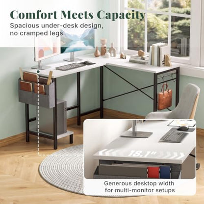 L Shaped Computer Gaming Desk with PC Stand for Home Office, view 5