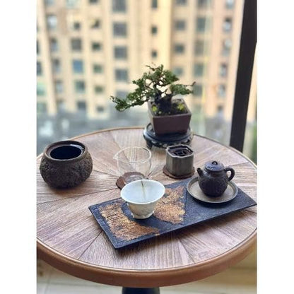 Simple Trending Small Side Table, Compact Accent Table,Solid Wood Columns, for Living Room, Bedroom, Office More,Natural Wood