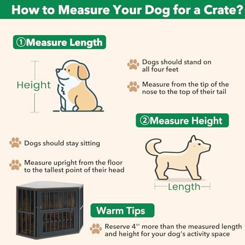 Corner Dog Crate Furniture with Feeder for Small Dogs, Puppies, view 8