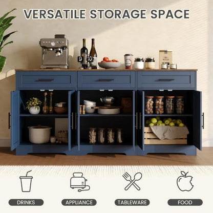 71” Large Sideboard Buffet Cabinet with Storage, Navy Blue, view 5