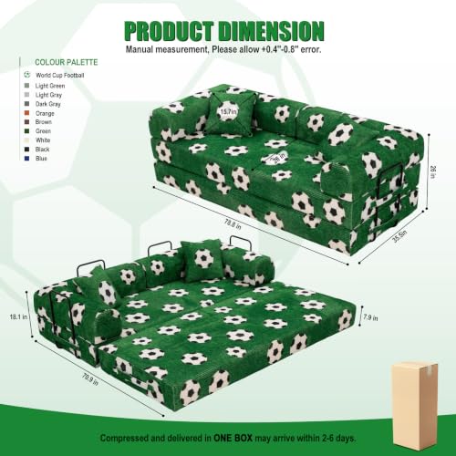 79" Convertible Sofa Bed, 6-in-1 Futon Sofa Boneless Couch in a Box, view 3