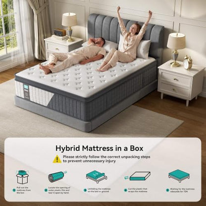 Queen 14 Inch Hybrid Mattress, Medium Firm, 7-Zone Lumbar Support in a Box, view 8