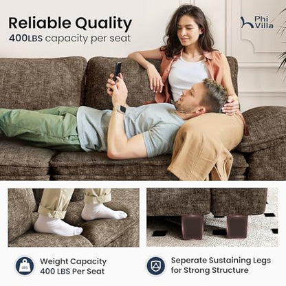 Cloud Modular Couch Sets, 123.6" Oversized Sectional Sofa with U-Shaped Chaise, 5-Seater Couches with 2 Movable Ottomans for Living Room, Chenille Grayish Brown