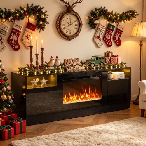 MXV Fireplace TV Stand with 36'' Electric Fireplace Up to 80" TVs, view 4