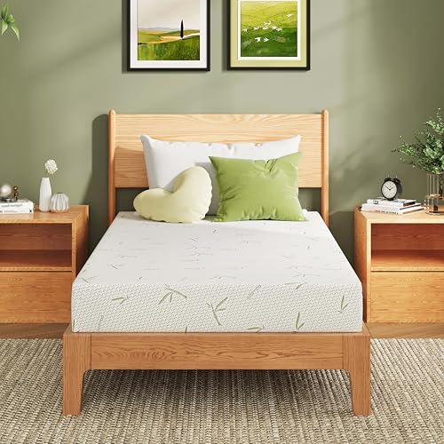EGOHOME 8 Inch Twin Mattress Medium Firm, Green Tea Memory Foam Mattress, view 2