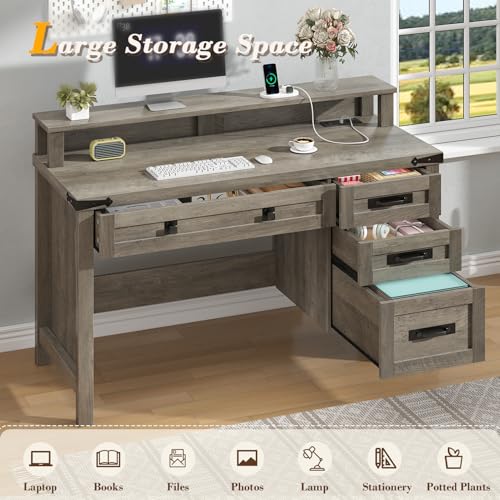 47" Farmhouse Computer Desk with 4 Drawers for Home Office, Bedroom, view 5