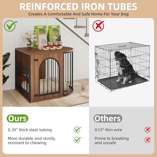 31.5'' Oval Dog Crate Furniture, Indoor Dog Kennel for Small/Medium Dogs, view 7