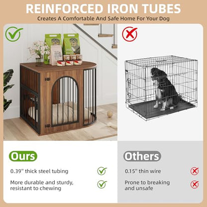 31.5'' Oval Dog Crate Furniture, Indoor Dog Kennel for Small/Medium Dogs, view 7