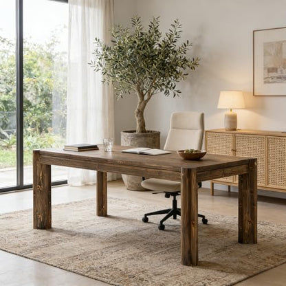 63" Solid Wood Executive Desk, Farmhouse Home Office Computer Desk, view 4