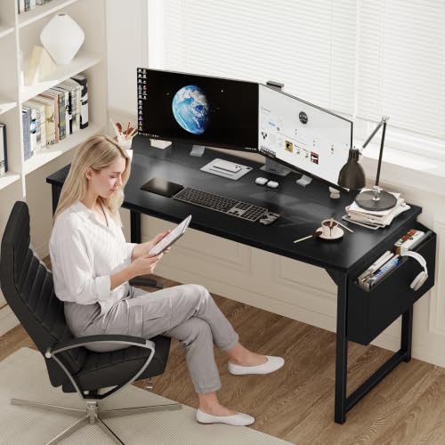 63" Computer Desk Home Office Desk, Gaming Desks, Black, view 3