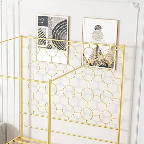Gold Metal Canopy Bed Frame Queen/Mattress Foundation with Steel Slat, view 5