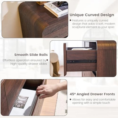 9 Drawer Dresser for Bedroom, Modern Curved Wood Chest of Drawers, view 7