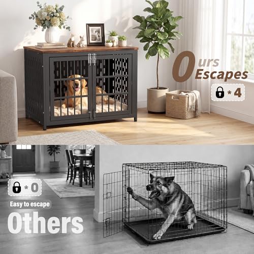 Heavy Duty Dog Crate Furniture 38 Inch, Decorative Dog Cage, Rustic Brown, view 5