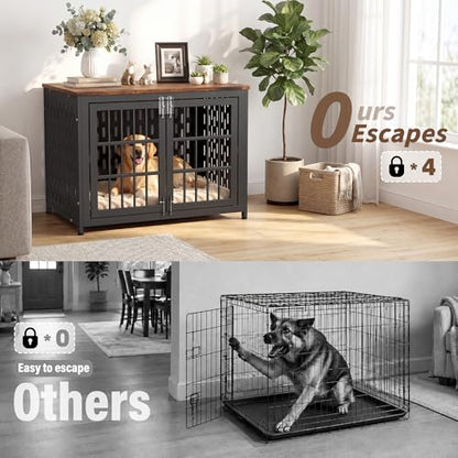 Heavy Duty Dog Crate Furniture 38 Inch, Decorative Dog Cage, Rustic Brown, view 5