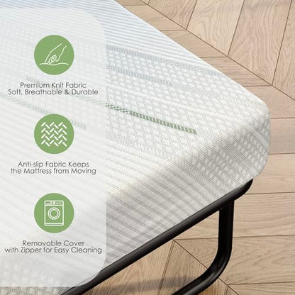 4 Inch Gel Memory Foam Sofa Mattress Queen Size, CertiPUR-US Certified, with Removable Washable Cover, for Guest Rooms, Sofas, RVs & Boats