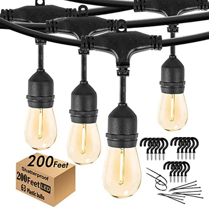 200FT String Lights for Outside LED Patio Lights Outdoor Waterproof with 63, view 3