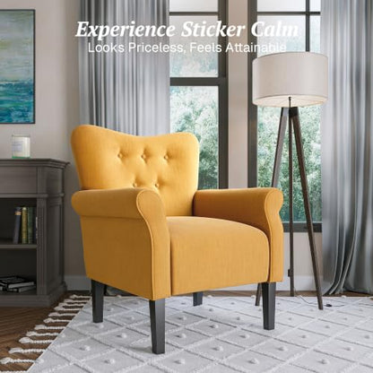 Modern Accent Chair, High Back Armchair, Upholstered Wingback Side Chair, view 5