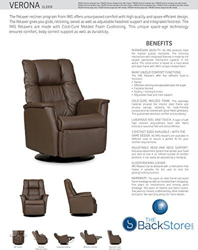 Verona IMG Manual Swivel Glider Relaxer Recliner Small Compact Size in Trend Sand Leather