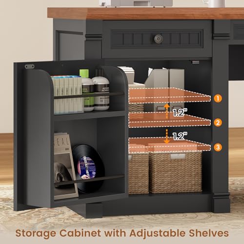 L Shaped Office Desk with 4 Drawers Storage, 67"x67" Executive Desk, view 7