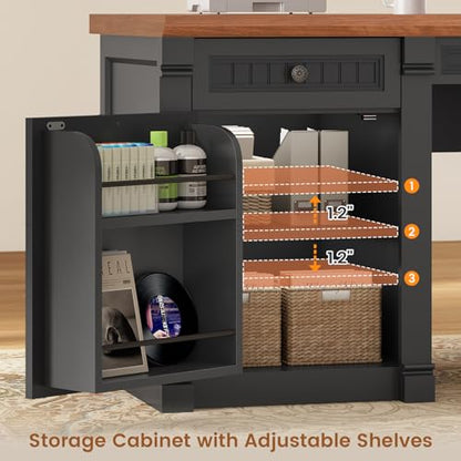 L Shaped Office Desk with 4 Drawers Storage, 67"x67" Executive Desk, view 7