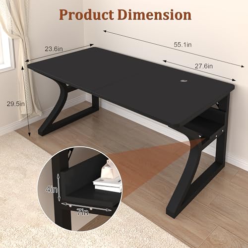 Computer Desk, 55 X 23.6'' Home Office Desks Writing Table, view 3