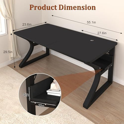 Computer Desk, 55 X 23.6'' Home Office Desks Writing Table, view 3