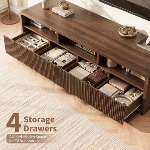 70" Fluted TV Stand with 4 Deep Drawers, view 4