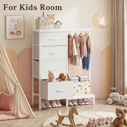 Tall Dresser 44''H with Hanging Rack, 4 Drawers Small Closet Dresser for Bedroom, view 8