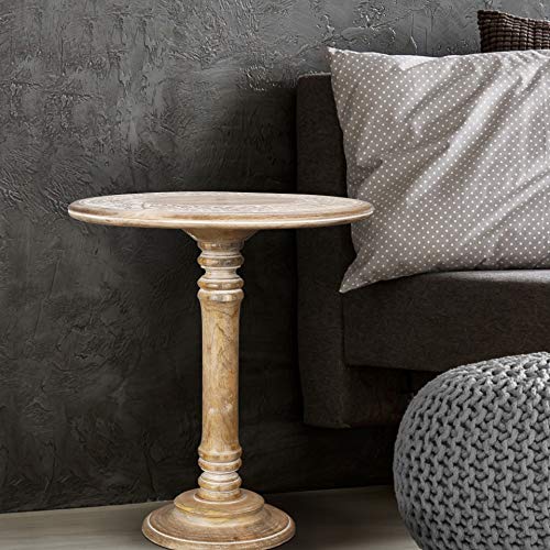 Wooden End Table 18x22 White Wash Small Side Table for Living Room | Nightstand, Bedside Table, Entry Table for Magazines, Books & Plants