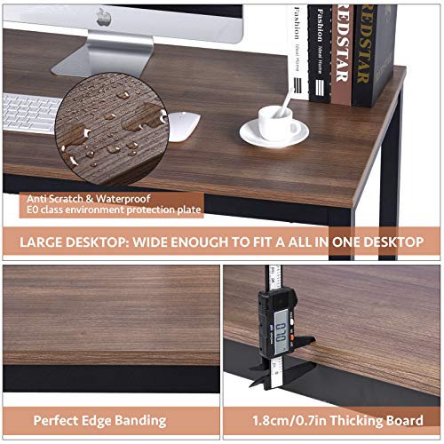 Writing Computer Office Desk 59 Inch（60"x 30"） Home Office Wooden Writing Study Desk Table, Large Solid Wood Desk, Modern Simple Sturdy Laptop Study Table, Walnut - Solid Tabletop Made of MDF